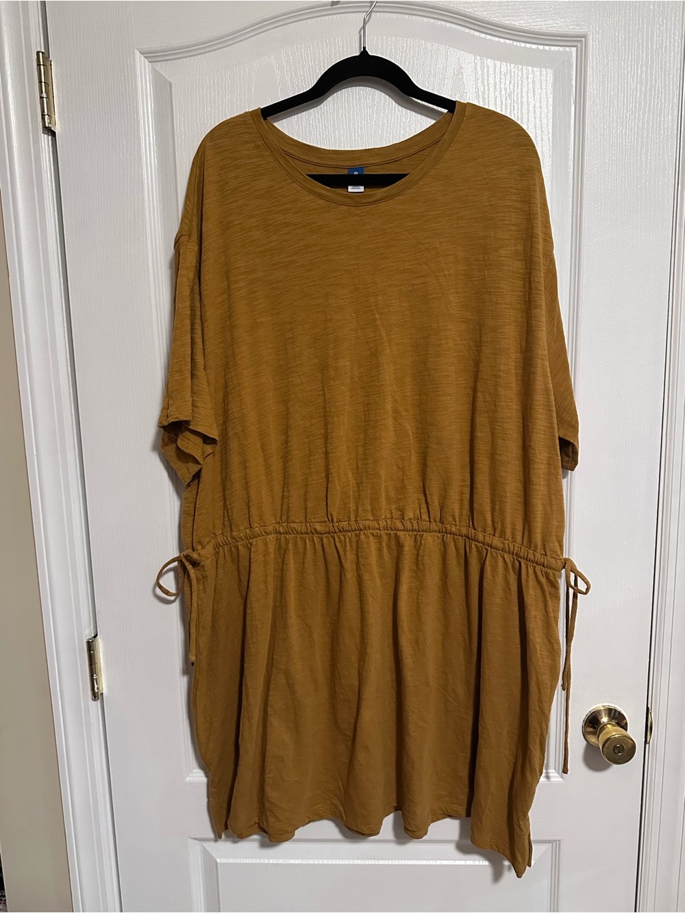 🤎 Old Navy Mustard Cinch Waist Dress 3X Cotton Casual Boho Cute ✨
